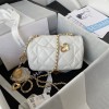 Chanel heart chain white lambskin bag