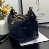 Chanel Crumpled Lambskin Mini Hobo Bag Blue