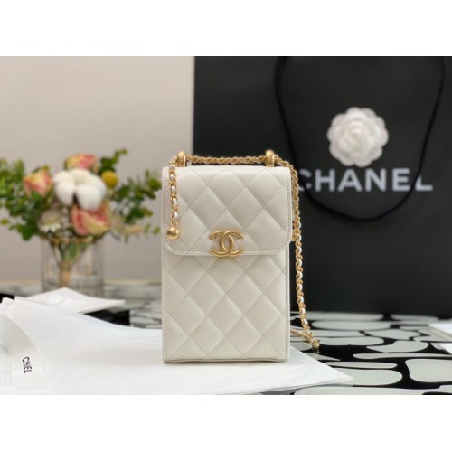 Chanel Quilted Lambskin Phone Holder with Chain Black