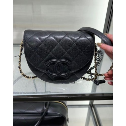 Chanel mini messenger 2023 black CC caviar leather bag