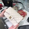 Chanel lampskin white leather 20cm bag in gold/ silver