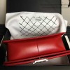 Chanel Medium Chevron Lambskin Boy Bag Red A13043 VS08698