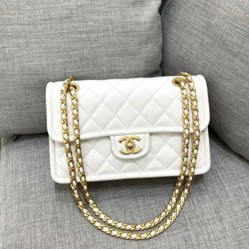 Chanel white leather flap bag