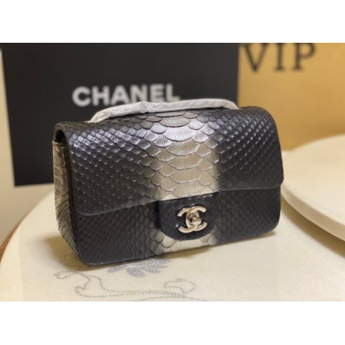 Chanel Classic Black White Python Mini Bag