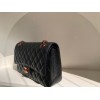 Chanel lampskin classic flap black 25cm rose gold hardware bag