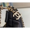 Chanel black lambskin pouch with chain bag