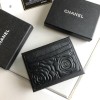 Chanel black rose card holder