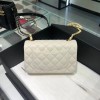 Chanel lampskin white leather 20cm bag in gold/ silver