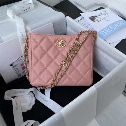 Chanel small tote bag pink leather AS3223