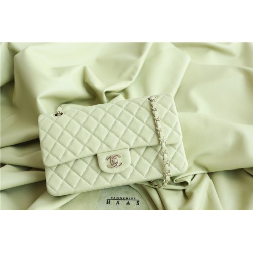 Chanel 22C Small Quilted Classic Flap Mint Green Caviar Gold Hardware Bag