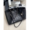 Chanel Soft Calfskin Shopping Bag Top Handle Black