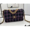 Chanel 19 flap tweed pink black bag 30cm