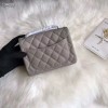 Chanel 17CM Mini Flap Grey Bag Caviar Leather With Silver Hardware