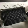 Chanel Small Quilted Caviar Boy Bag Black Silver A13043 VS03258