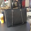 Chanel Quilted Calfskin Large Shopping Tote Bag Black