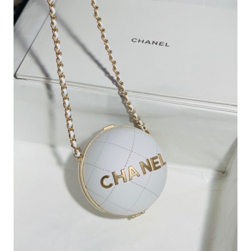 Chanel White Metal Leather Basket Ball