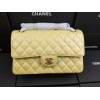 Chanel classic flap caviar leather bag gold hardware yellow 25cm