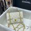 Chanel grained calfskin top handle flap bag white 20cm