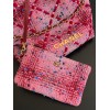 Chanel 22 Wool Tweed & Gold-Tone Metal Tote Pink Bag