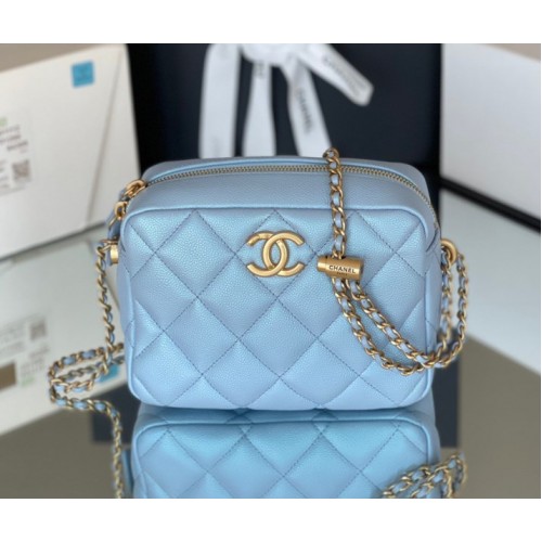 Chanel shoulder blue bag