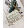 Chanel Classic Handbag Iridescent Ivory silver hardware 25cm