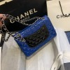 Chanel blue patent leather CF flap bag 25cm