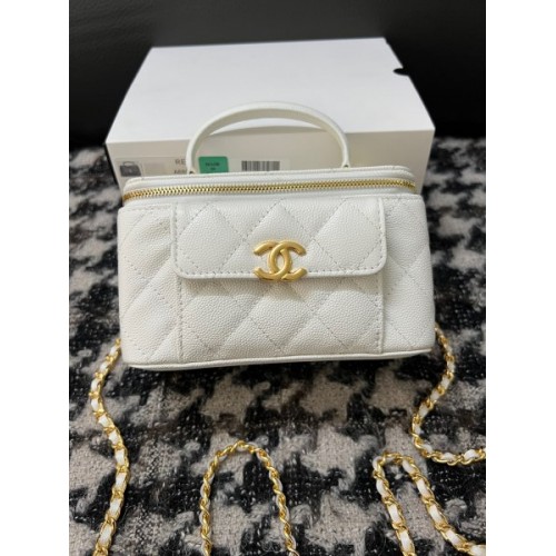 Chanel 22A Quilted Mini Vanity White Bag