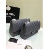 CHANEL 1112 Grey Large Size 30cm Lambskin Leather Flap Bag With Gold/Silver Hardware