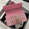 Chanel 25cm Tweed & Gold-Tone Metal Pink Double Flap Bag