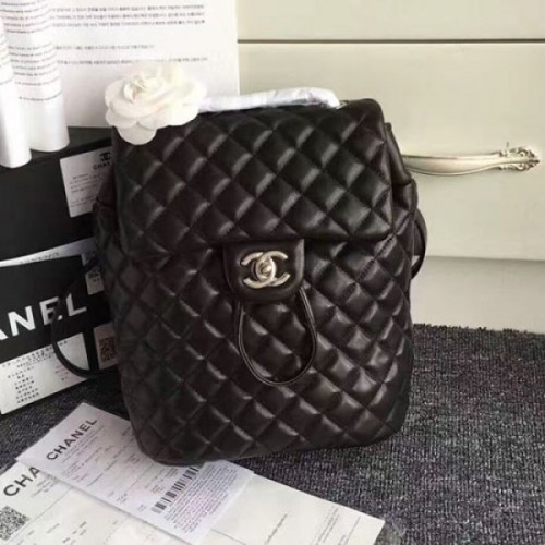 Chanel Urban Spirit Quilted Lambskin Backpack Black Silver Hardware 170302 VS06576