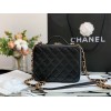 Chanel Lambskin & Gold Metal Clutch with Chain AP2393