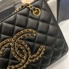 Chanel Calfskin Chain CC Accordion Shoulder Bag Black AS1751