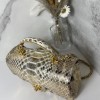 Chanel handle mini flap bag yellow snakeskin 20cm