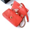 Chanel flapbag handle lampskin pink leather 19cm bag