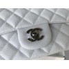 Chanel small classic white silver hardware flap bag 20cm