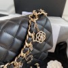 Chanel charm black smooth leather flap bag