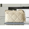 Chanel silver flap cream bag 19 large size