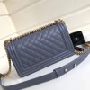 Chanel 25cm Caviar Grey leather Boy bag Gold Hardware