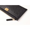 Chanel black quilted zipper wallet