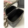 Chanel vanity black leather handle bag
