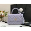 Chanel coco handle mini purple caviar leather