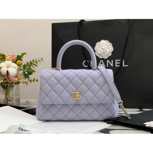 Chanel coco handle mini purple caviar leather