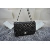 CHANEL 1112 Black Size 33cm Lambskin Leather Flap Bag With Gold / Silver Hardware