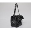 CHANEL 1112 Black Lambskin Leather Flap Bag With Silver Hardware