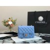 Chanel classic flap bag blue caviar leather 17cm