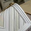 Chanel Chevron Medium Boy Bag White A67086 VS08105