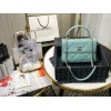 Chanel lampskin trendy handle flap bag blue 25cm