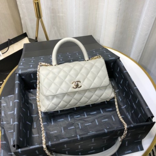 Chanel Coco Grained Calfskin Gray Flap Bag 24cm