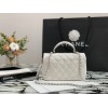 Chanel Top Handle silver hardware white lambskin mini bag