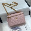 Chanel 22B mini vanity pink lambskin pearl strap bag